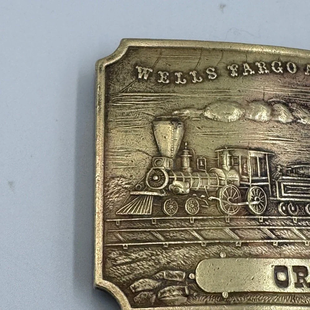 Vintage Wells Fargo and Company Oregon Steam Locomotive Train‎ Belt Buckle Brass